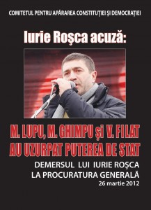 Couverture de Demersul lui Iurie Roșca la procuratura generală